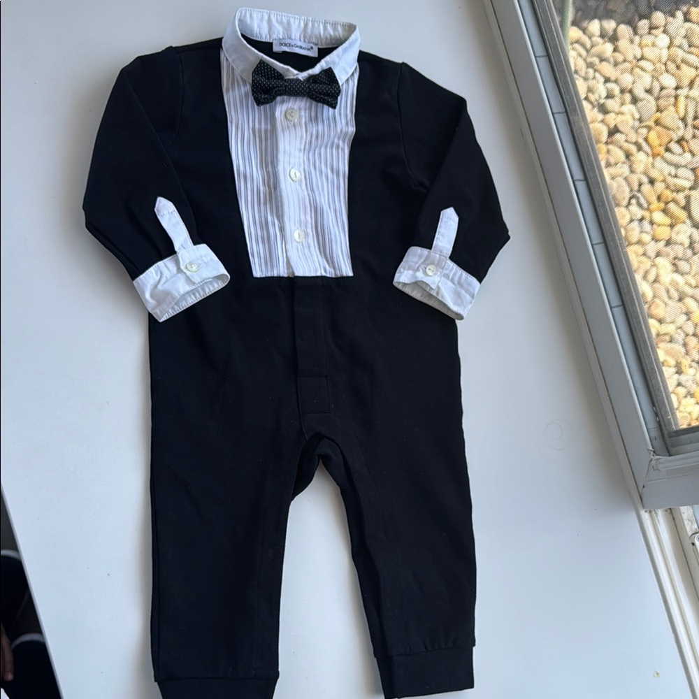 Dolce & Gabbana Black and White Baby Onesie